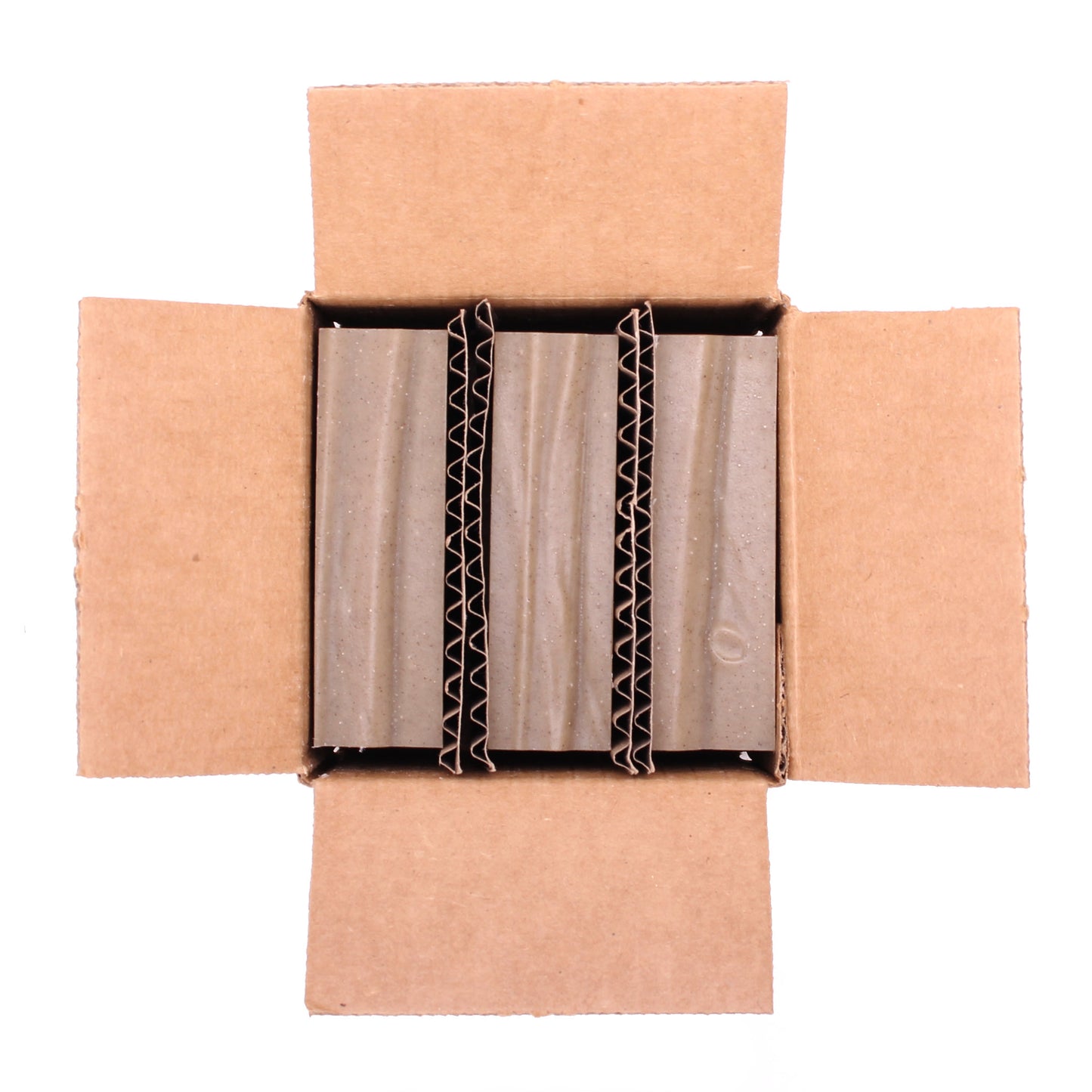 Three pack of unpackaged Aum Patchouli essential oil organic bar soap from Ground Soap. Edit alt text