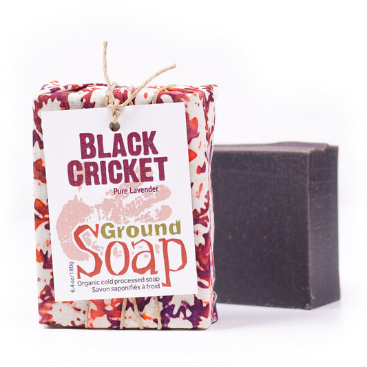 Black Cricket lavender essential oil organic bar soap from ground Soap. 