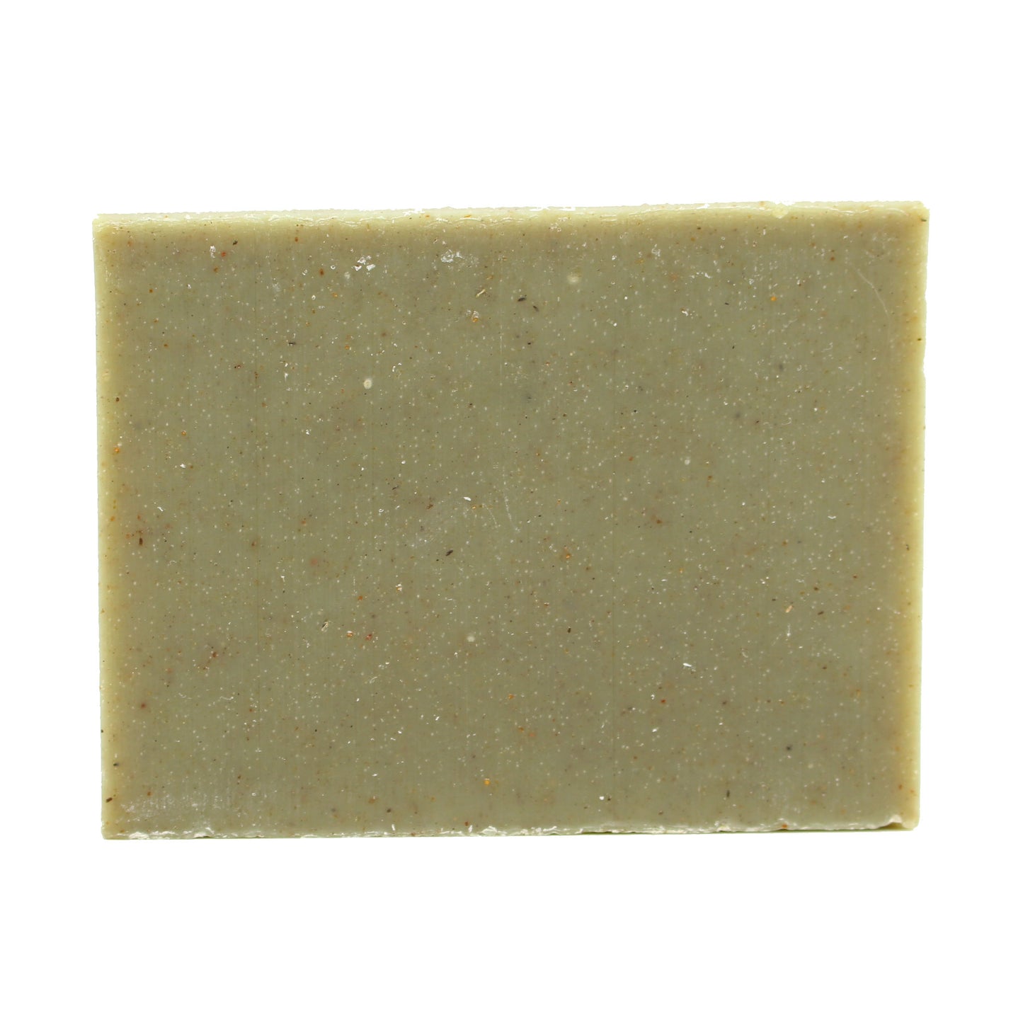 A naked bar of "Grove" cedar & pine essential oil and rhassoul clay organic bar soap from ground Soap.