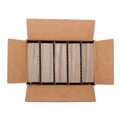 A naked five pack of unpackaged Aum Patchouli essential oil organic bar soap from Ground Soap in a shipping box.