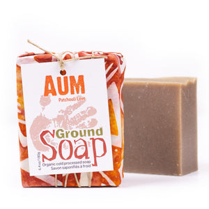 Aum Patchouli essential oil organic bar soap from Ground Soap. 