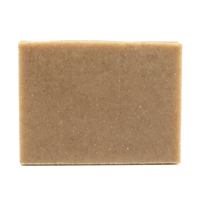Aum Patchouli essential oil organic bar soap from Ground Soap unwrapped closeup. 