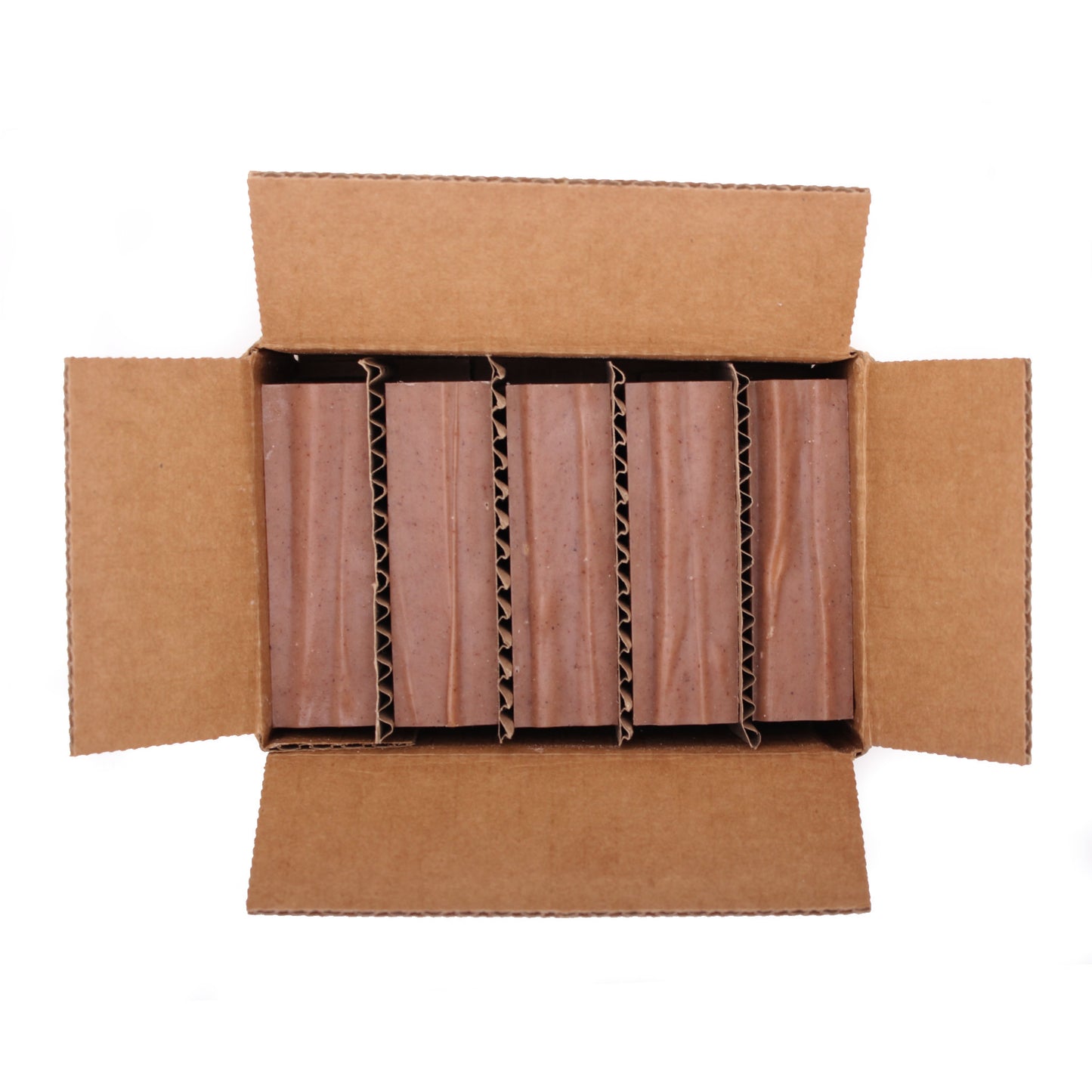 Five pack of naked Backbone cinnamon essential oil organic bar soap from ground Soap in box.