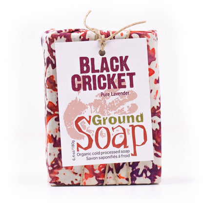 Black Cricket lavender essential oil organic bar soap from ground Soap. 