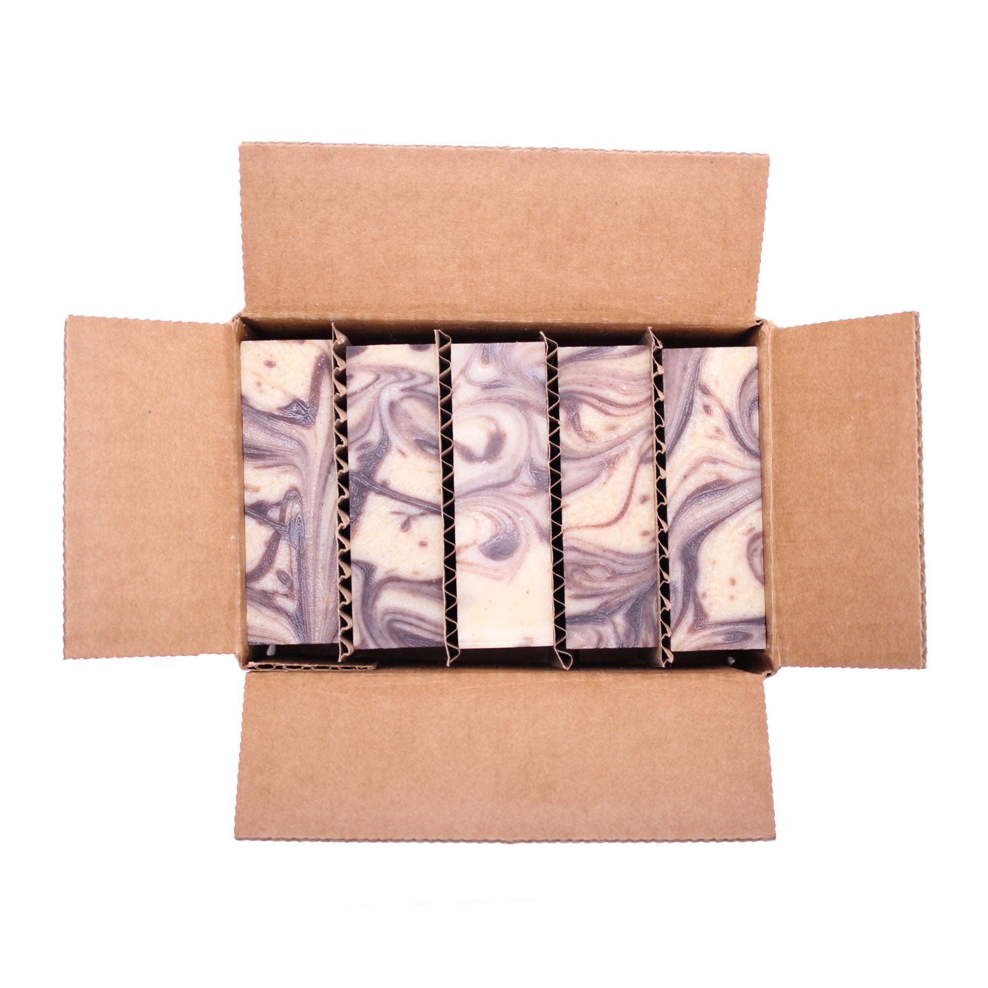 Naked five pack of Boldly Humble star anise essential oil organic bar soap from ground Soap.
