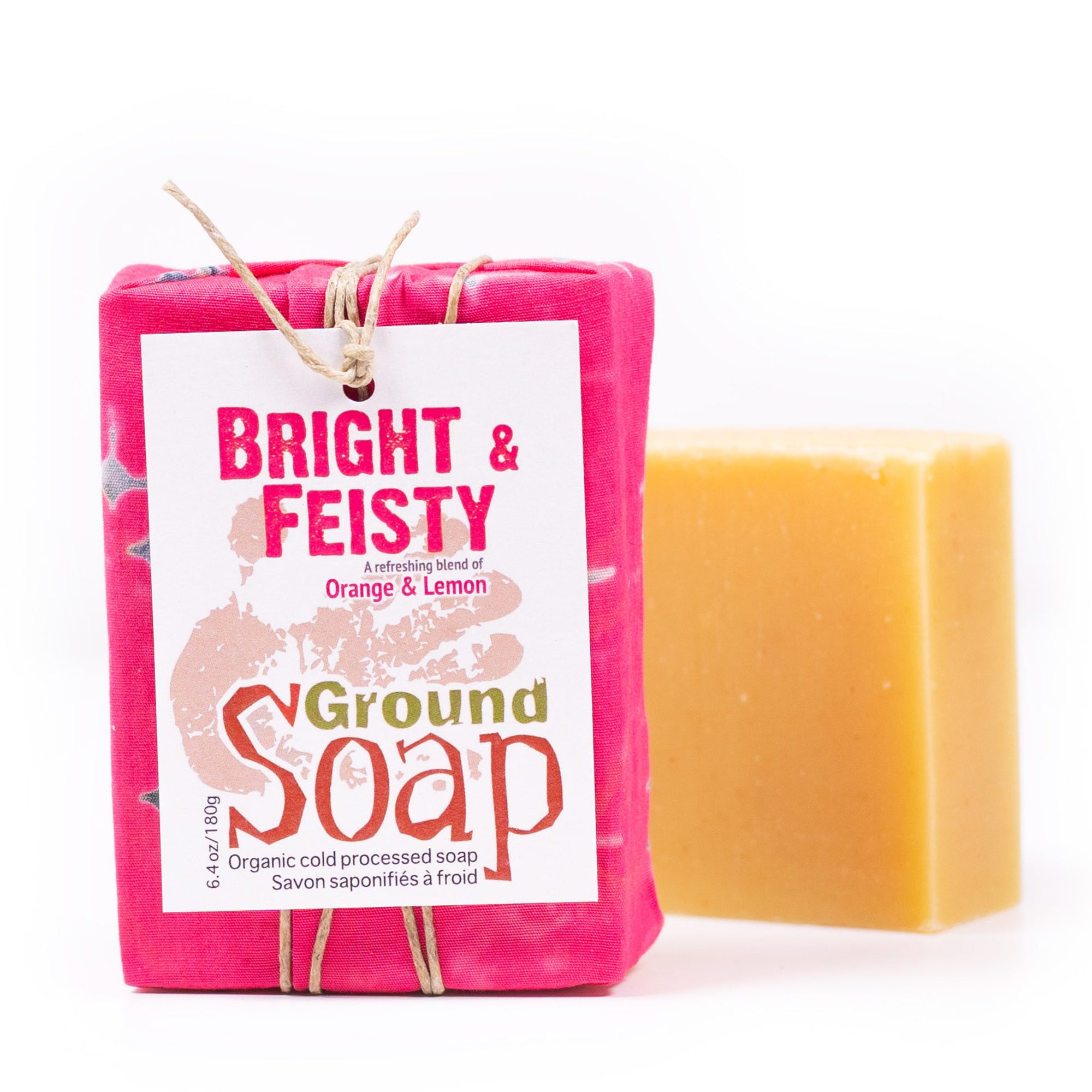 Bright & Feisty citrus essential oil blend organic bar soap from ground Soap.