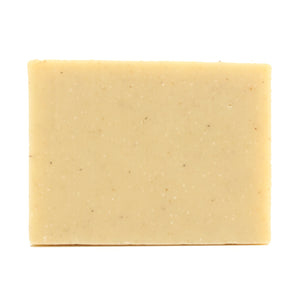 A naked bar of Face Mate Teatree essential oil and rhassoul clay organic bar soap from ground Soap.  