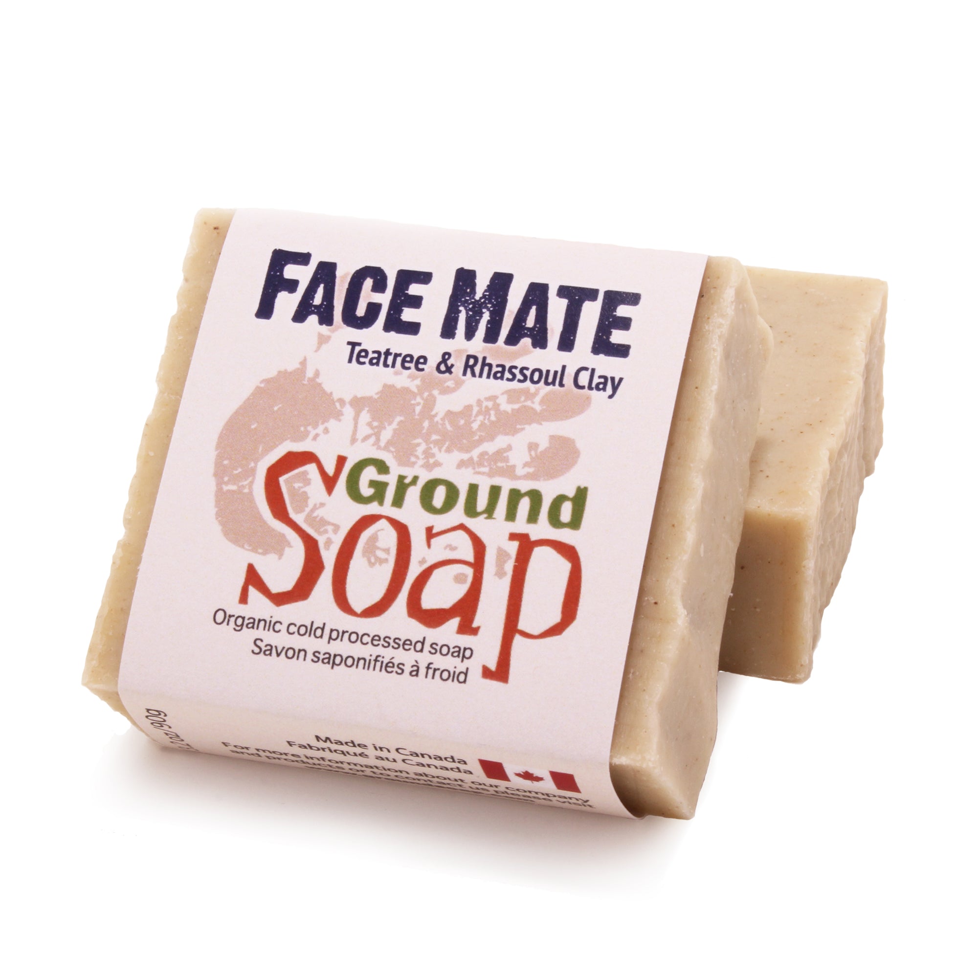 Face Mate - Teatree Oil & Rhassoul Clay -  Small Size Organic Bar Soap