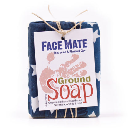 Face Mate Teatree essential oil and rhassoul clay organic bar soap from ground Soap.
