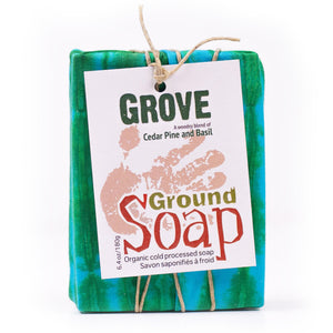 Grove cedar & Pine essential oil and rhassoul clay organic bar soap from ground Soap.