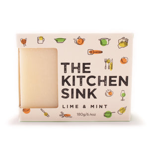 A bar of the Kitchen Sink soap bar for the kitchen in the box.