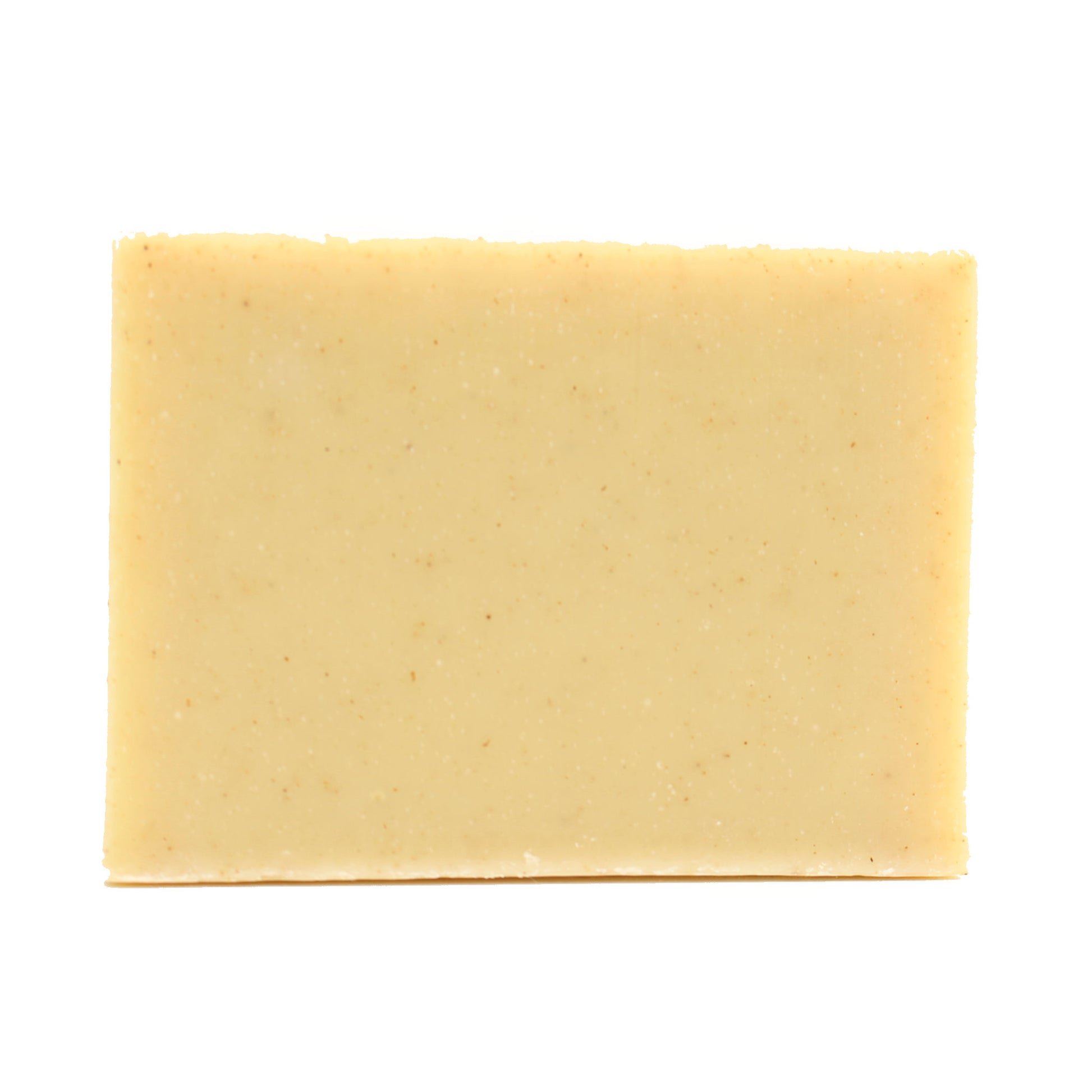 A naked bar of Plain Jane Unscented organic bar soap from ground Soap.