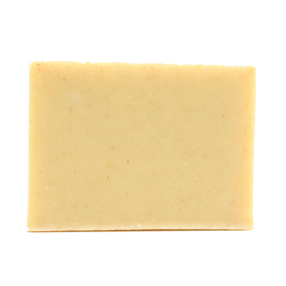 A naked bar of Plain Jane Unscented organic bar soap from ground Soap. 