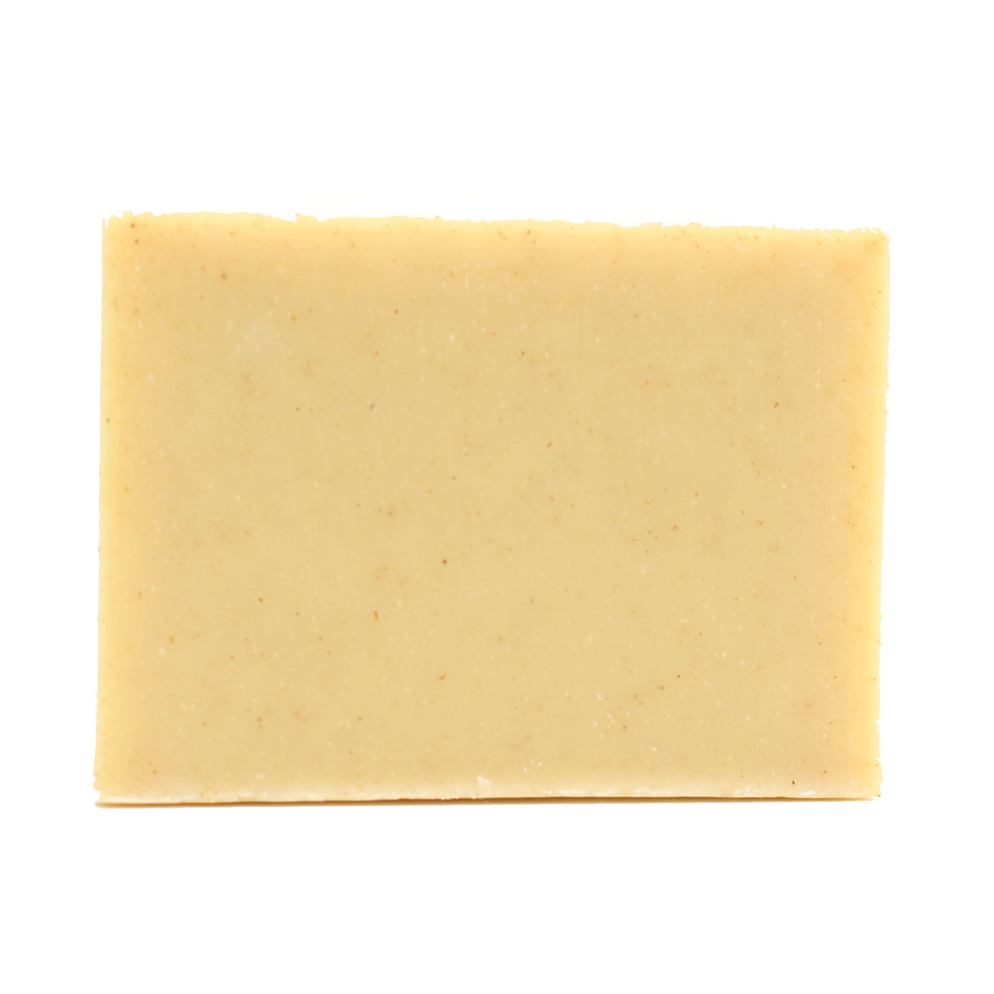 A naked bar of Plain Jane Unscented organic bar soap from ground Soap. 