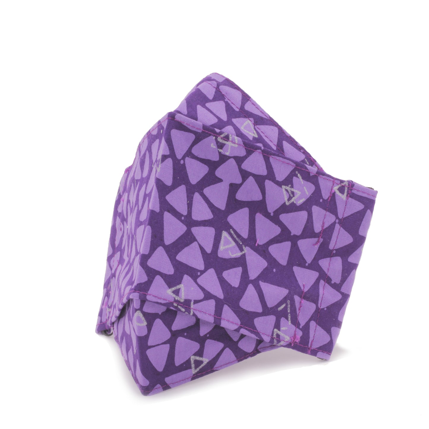 Purple Triangles - Batik Cotton Face Mask